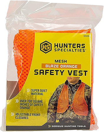[021291020065] Hunters Specialties HS02006 Safety Vest  OSFA Chest Orange Mesh