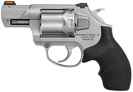 [810035754317] Diamondback DB0700S711 SDR  Small 357 Mag/38 Special +P 6 Shot 2" Glass Bead Stainless Steel Barrel, Cylinder  &  Frame, Black Hogue Rubber Grip, Exposed Hammer
