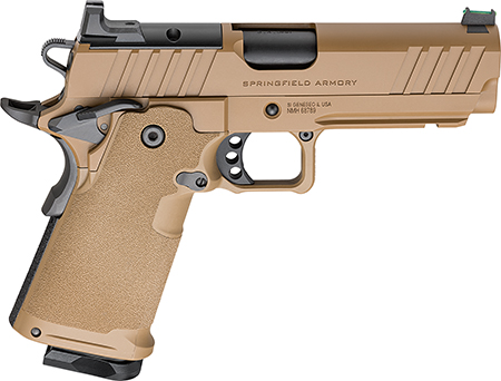 [706397974039] Springfield Armory PH9117AOSCBLC 1911 DS Prodigy 9mm 10+1 4.25" Coyote Brown Cerakote Optic Ready Carbon Steel Slide Polymer Grip