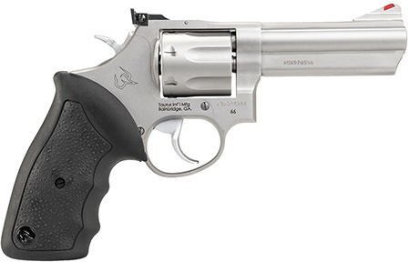 [725327200154] Taurus 2-660049 66  Medium 357 Mag/38 Special +P 7 Shot 4" Matte Stainless Steel Barrel, Cylinder  &  Frame, Black Finger Grooved Rubber Grip, Transfer Bar Safety, Exposed Hammer