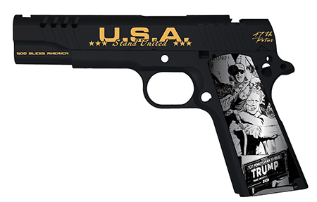[602686422956] AUTO 1911TCAC18 1911 45 5" 7R TRUMP FIGHT BK/GLD