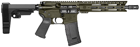 [810035754416] Diamondback DB1916B101 DB15  300 AAC 30+1 10" OD Green Cerakote Heavy Barrel 9" M-LOK Handguard 7075-T6 Aluminum SBA3 Brace Magpul MOE Grip