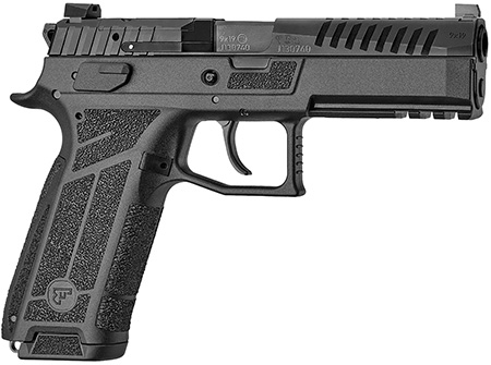 [806703016702] CZ-USA 01670 P-09 F Nocturne Full Size Frame 9mm Luger 10+1 4.53" Black Steel Barrel, Black Optic Cut/Serrated Steel Slide, Black Polymer Frame w/Picatinny Rail, Textured Grip