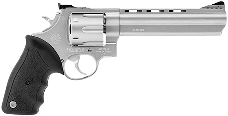 [725327204046] Taurus 2-440069 44  Large 44 Rem Mag 6 Shot 6.50" Matte Stainless Ported Barrel, Cylinder  &  Frame, Black Finger Grooved Rubber Grip, Transfer Bar Safety, Exposed Hammer
