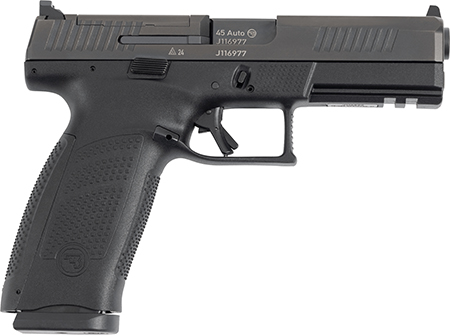 [806703915913] CZ-USA 91591 P-10 F  Full Size Frame 45 ACP 13+1 4.50" Black Steel Barrel, Black Steel Optic Ready/Serrated Slide, Black Polymer Frame w/Picatinny Rail, Interchangeable Backstrap Grip
