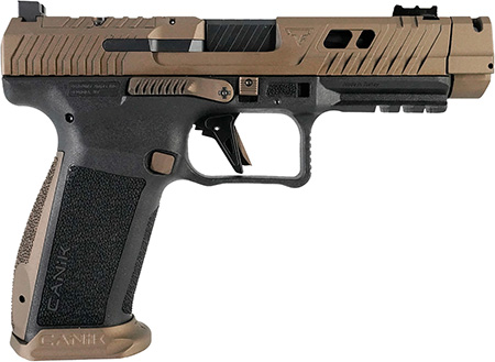 [787450911437] Canik HG7864N TTI Combat Full Size Frame 9mm Luger 10+1 4.60" Black Nitride Fluted/Ported Barrel, Burnt Bronze Cerakote Optic Cut/Serrated Steel Slide, Black Polymer Frame w/Picatinny Rail
