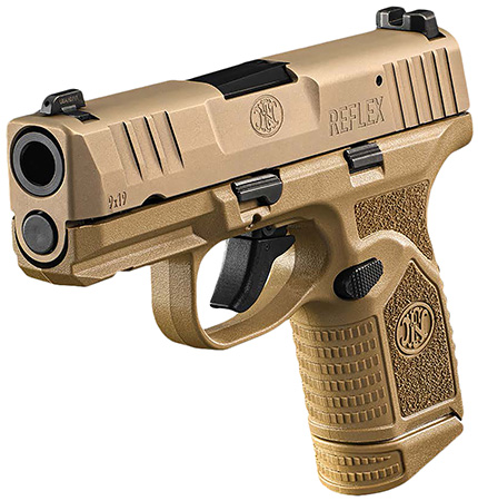 [845737017750] FN 66101417 Reflex  9mm Luger 15+1 11+1 3.30" Micro-Compact Frame Flat Dark Earth PVD Serrated Steel Slide w/Picatinny Rail Stippled Grip Ambidextrous