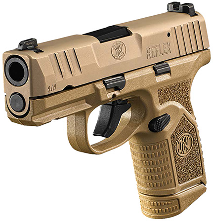 [845737017767] FN 66101421 Reflex  9mm Luger 10+1 3.30" Micro-Compact Frame Flat Dark Earth PVD Serrated Steel Slide w/Picatinny Rail Stippled Grip Ambidextrous