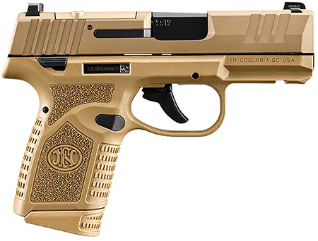 [845737017217] FN 66101419 Reflex MRD 9mm Luger 15+1 11+1 3.30" Micro-Compact Frame Flat Dark Earth PVD Optic Ready/Serrated Steel Slide  w/Picatinny Rail Stippled Grip Ambidextrous