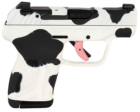 [617695829757] Ruger 228134 LCP Max Compact Frame 380 Auto 10+1 2.80" Black Steel Barrel, Cow Print Cerakote Serrated Steel Slide, Polymer Frame Cow Print w/Textured Grip