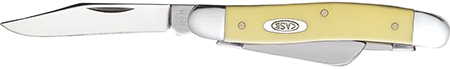 [021205000350] Case 00035 Stockman Medium 2.57"/1.88"/1.71" Folding Clip/Sheepsfoot/Spey Plain Tumble Polish Chrome Vanadium Steel Blade/Yellow Synthetic Handle