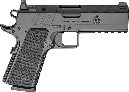 [706397964580] Springfield Armory PX9228LAOS 1911 Emissary 45 ACP 8+1 4.25" Stainless Steel Barrel Optic Ready Black Carbon Steel Slide VZ Grips Thin-Line G10 Grip