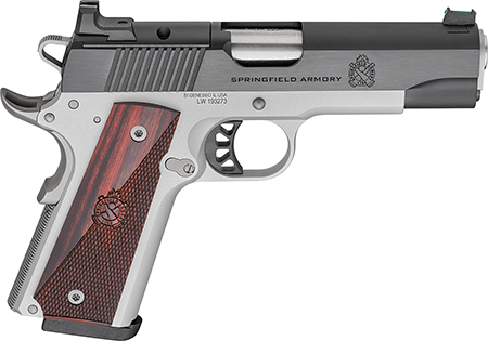 [706397964528] Springfield Armory PX9117LAOS 1911 Ronin 9mm 9+1 4.25" Stainless Steel Barrel Optic Ready Blued Slide Crossed Cannons Checkered Grip