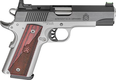 [706397964535] Springfield Armory PX9118LAOS 1911 Ronin 45 ACP 8+1 4.25" Stainless Steel Barrel Optic Ready Blued Slide Crossed Cannon Wood Laminate Grip
