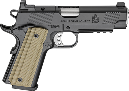 [706397964504] Springfield Armory PO9228AOS 1911 Operator 45 ACP 8+1 4" Black Cerakote Optic Ready Carbon Steel Slide Black Cerakote VZ G10 Grip