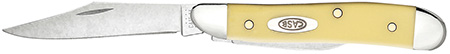 [021205000305] Case 00030 Peanut  2.10"/1.53" Folding Clip/Pen Plain Tumble Polish Chrome Vanadium Blade/Smooth Yellow Synthetic Handle