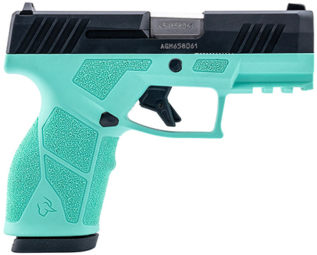 [725327637103] Taurus 1-GX2931C GX2  9mm Luger 13+1 3.37" Matte Stainless Steel Barrel, Matte Black Serrated Stainless Steel Slide, Cyan Polymer Frame w/Picatinny Rail, Polymer Grip