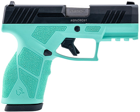 [725327637059] Taurus 1-GX2931C-10 GX2  9mm Luger 10+1 3.37" Matte Stainless Steel Barrel, Matte Black Serrated Stainless Steel Slide, Cyan Polymer Frame w/Picatinny Rail, Polymer Grip