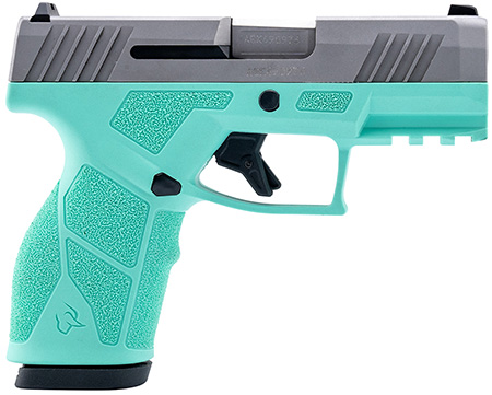 [725327637141] Taurus 1-GX2939C GX2  9mm Luger 13+1 3.37" Matte Stainless Steel Barrel, Matte Serrated Stainless Steel Slide, Cyan Polymer Frame w/Picatinny Rail, Polymer Grip