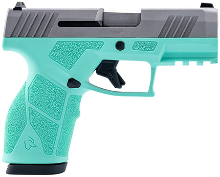 [725327637189] Taurus 1-GX2939C-10 GX2  9mm Luger 10+1 3.37" Matte Stainless Steel Barrel, Matte Serrated Stainless Steel Slide, Cyan Polymer Frame w/Picatinny Rail, Polymer Grip