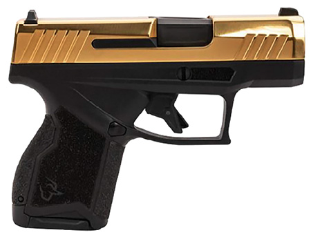 [725327943099] Taurus 1-GX4M931-10G GX4  Micro-Compact Frame 9mm Luger 10+1 3.06" Satin Black DLC Stainless Steel Barrel, Gold PVD Serrated Alloy Steel Slide,  Matte Black Stainless Steel Frame, Textured Grip