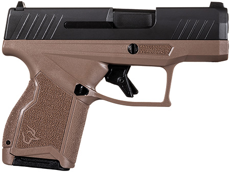[725327937753] Taurus 1-GX4M931-B GX4  Micro-Compact Frame 9mm Luger 11+1 3.06" Satin Black DLC Stainless Steel Barrel Black Alloy Steel Serrated Slide Brown Stainless Steel Frame Textured Grip