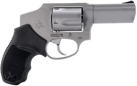 [725327637615] Taurus 2-850139 850  Small 38 Special 5 Shot 3" Matte Stainless Steel Barrel  &  Cylinder, Matte Stainless Steel Frame, Black Rubber Grip, Transfer Bar Safety, Concealed Hammer