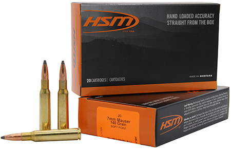 [810742029708] HSM 7MAUSER6N   7mmMauser 140gr Soft Point 20 Per Box/20 Case