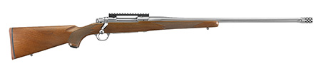 [736676571444] Ruger 57144 Hawkeye Hunter 7mm PRC 3+1 24" Satin Threaded Barrel, Satin Picatinny Rail Stainless Steel Receiver, Fixed American Walnut Stock, Right Hand