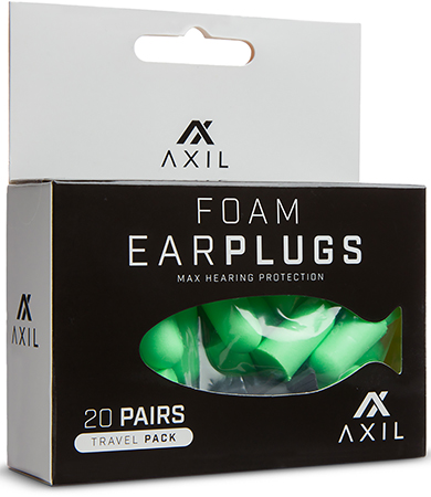 [694536665255] Axil LLC AXFP20GKP Travel Pack Foam Ear Plugs 31dB Green 20 Pair