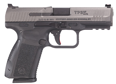 [787450524903] Canik HG4870TN TP9 SF Elite 9mm Luger 10+1 4.19" Black Match Grade Barrel, Tungsten Gray Cerakote Serrated Steel Slide, Black Polymer Frame w/Picatinny Rail, Textured Grip