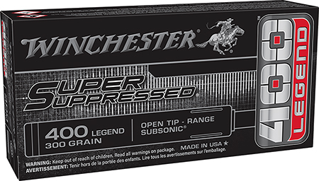 [020892232365] Winchester Ammo SUP400 Super Suppressed  400Legend 300gr Open Tip 20 Per Box/10 Case