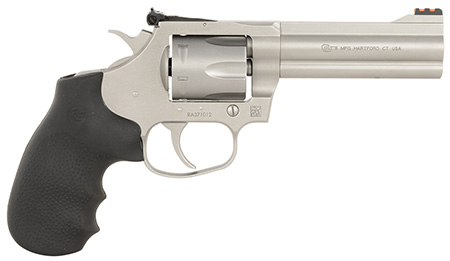 [098289001504] Colt Mfg KCOBRASM4RTS King Cobra Target 357 Mag 6 Shot 4.25" Matte Stainless Steel Barrel, Cylinder  &  Frame, Black Hogue Overmolded Grips, Exposed Hammer