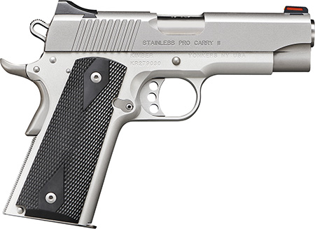 [669278320526] Kimber Mfg.,inc 3200052CA Stainless Pro Carry II (CA) 45 ACP 7+1 4" Stainless Steel Slide Satin Silver Black Synthetic Double Diamond Checkering Grip