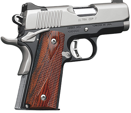 [669278320571] Kimber Mfg.,inc 3200057CA Ultra CDP II (CA) 45 ACP 7+1 3" Satin Silver Stainless Steel Slide Matte Black KimPro II Rosewood Double Diamond Grip