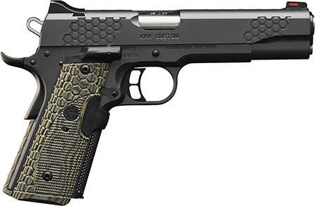 [669278303581] Kimber Mfg, Inc 3000358 KHX Custom 45 ACP 8+1 5" Stainless Match Grade Barrel, KimPro II Gray Serrated Stainless Steel Slide, Kimpro II Gray Stainless Steel Frame w/Beavertail, G10 MagGrip w/Red Laser