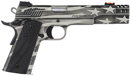 [669278378404] Kimber Mfg.,inc 3700840 Independence 1911  45 ACP 8+1 5" Rear Serrations Stainless Steel Slide Custom Flag Themed Cerakote G-10 Grip