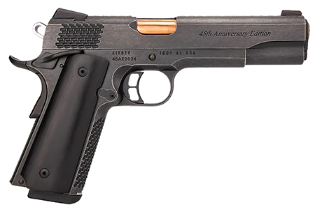 [669278378411] Kimber Mfg.,inc 3700841 45th Anniversary Limited Edition Full Size Frame 45 ACP 8+1 5" Titanium Nitride Distressed Cerakote Distressed Cerakote Black Horn Grip