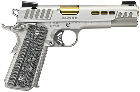 [669278304205] Kimber Mfg.,inc 3000420 Rapide Dawn 9mm Luger 9+1 5" Gold TiN Stainless Steel Barrel, Lightening Cut/Serrated Stainless Steel Slide, Stainless Steel Frame w/Beavertail, Black  &  Gray G10 Grip