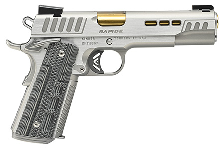 [669278304236] Kimber Mfg.,inc 3000423 Rapide Dawn 45 ACP 8+1 5" Gold TiN Stainless Steel Barrel, Lightening Cut/Serrated Stainless Steel Slide, Stainless Steel Frame w/Beavertail, Black  &  Gray G10 Grip