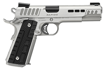 [669278304281] Kimber Mfg.,inc 3000428 Rapide Frost 9mm Luger 9+1 5" Black DLC Stainless Steel Barrel, Kimpro II Silver Lightening Cut/Serrated Stainless Steel Slide  &  Frame w/Beavertail, Black G10 Grip