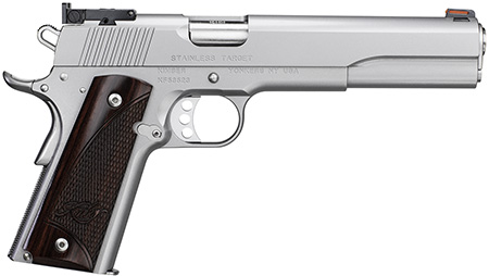 [669278303734] Kimber Mfg, Inc 3000373 Target Long Slide 45 ACP 7+1 6" Stainless Match Grade Barrel, Satin Silver Long/Serrated Stainless Steel Slide, Satin Silver Stainless Steel Frame w/Beavertail, Rosewood Grip