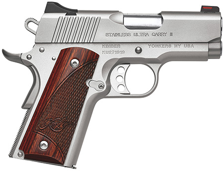 [669278323299] Kimber Mfg, Inc 3200329 Ultra Carry II  9mm Luger 8+1 3" Stainless Match Grade Barrel, Satin Silver Serrated Stainless Steel Slide, Satin Silver Aluminum Frame w/Beavertail, Rosewood Grip