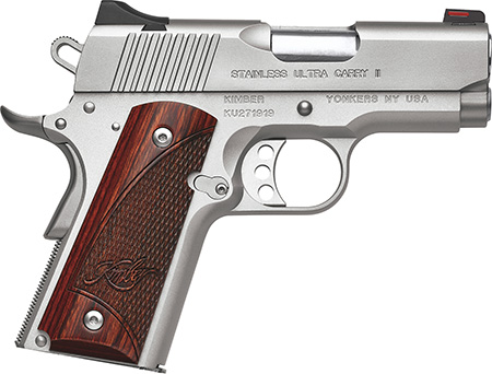 [669278323305] Kimber Mfg, Inc 3200330 Ultra Carry II  45 ACP 7+1 3" Stainless Match Grade Barrel, Satin Silver Serrated Stainless Steel Slide, Satin Silver Aluminum Frame w/Beavertail, Rosewood Grip
