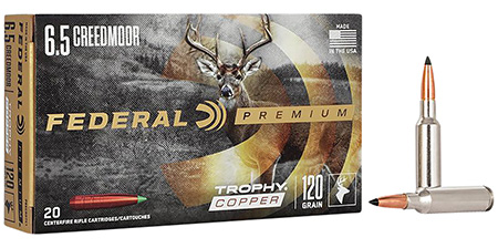 [604544623987] Federal P65CRDTC1 Premium  6.5Creedmoor 120gr Trophy Copper 20 Per Box/10 Case