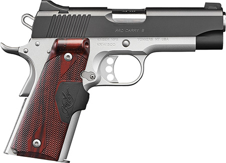 [669278323336] Kimber Mfg, Inc 3200333 Pro Carry II  9mm Luger 9+1 4" Stainless Match Grade Barrel, Matte Black Brushed Serrated Steel Slide, Satin Silver Aluminum Frame w/Beavertail, Rosewood Grip