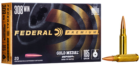 [604544624076] Federal GM308BH185 Premium Gold Medal 308Win 185gr Berger Jugernaught Open Tip Match 20 Per Box/10 Case