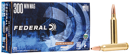 [604544624052] Federal A300W180LFA Power-Shok Copper 300WinMag 180gr Copper Hollow Point 20 Per Box/10 Case