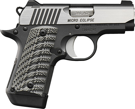 [669278331881] Kimber Mfg, Inc 3300188 Micro Eclipse 380 ACP 7+1 2.75" Stainless Match Grade Barrel, KimPro II Black Serrated Stainless Steel Slide, Charcoal Gray Aluminum Frame w/Beavertail, G10 Grip
