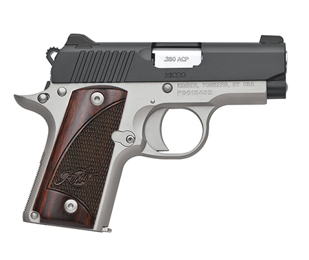 [669278332062] Kimber Mfg.,inc 3300206 Micro Two-Tone NS 380 ACP 7+1 2.75" Matte Black  Stainless Steel Slide Brush Polished Checkered Rosewood Grip